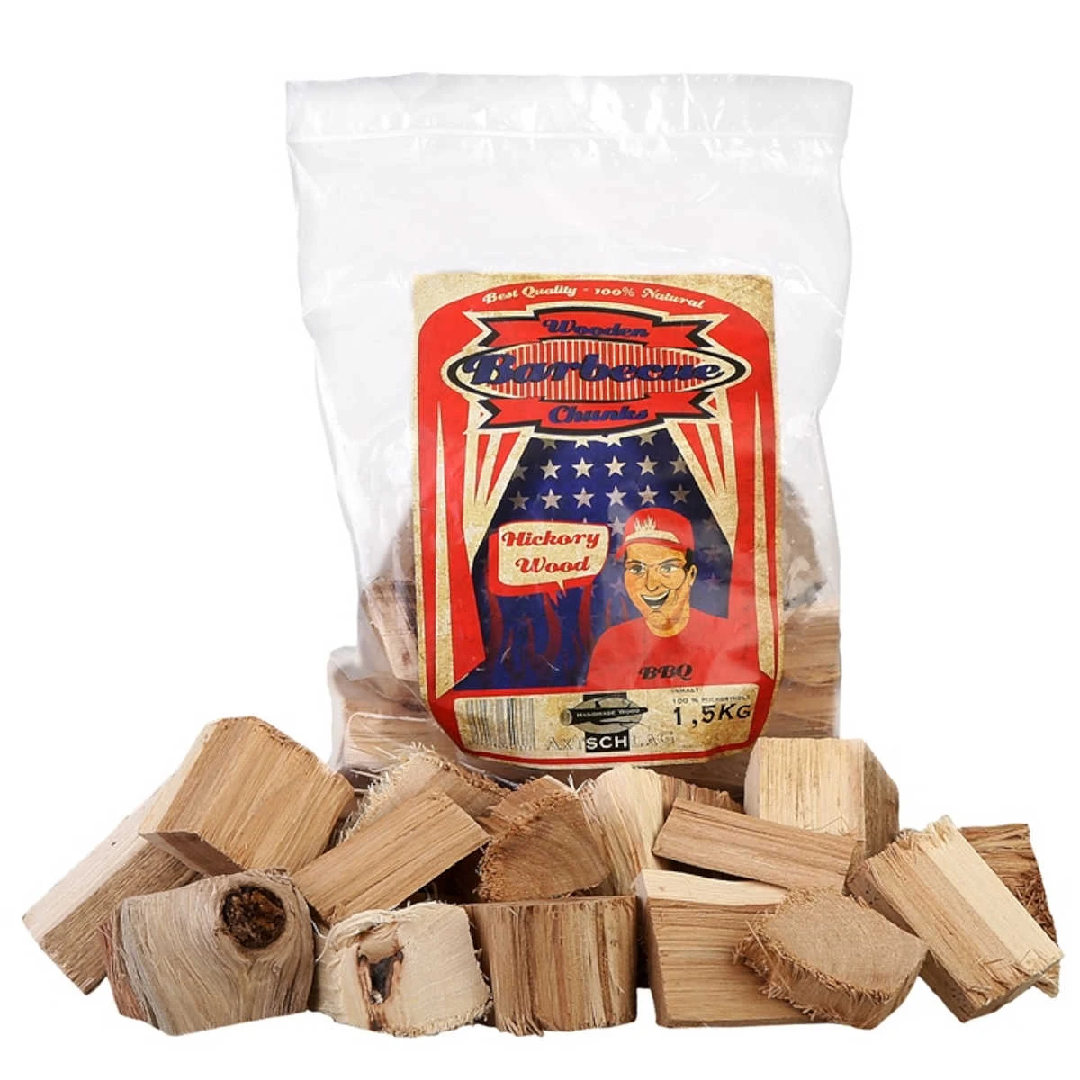Axtschlag Wood Chunks Hickory, 1,5 Kg 3 Axtschlag Wood Chunks Hickory, 1,5 Kg