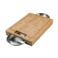 Napoleon PRO Schneidebrett Mit 2 Edelstahl-Schalen, 33,5 X 47 Cm