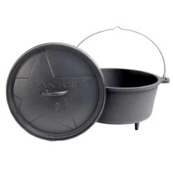 SANTOS Dutch Oven Feuertopf Schmortopf Camp Oven Ca. 8 Liter / 9 Qt Mit Füßen