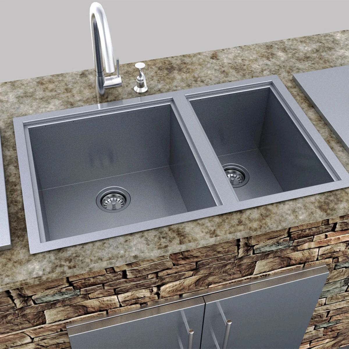 Sunstone Doppelwaschbecken Mit Abdeckung B-SK34 8 Sunstone Doppelwaschbecken Mit Abdeckung B-SK34 – Bild 6